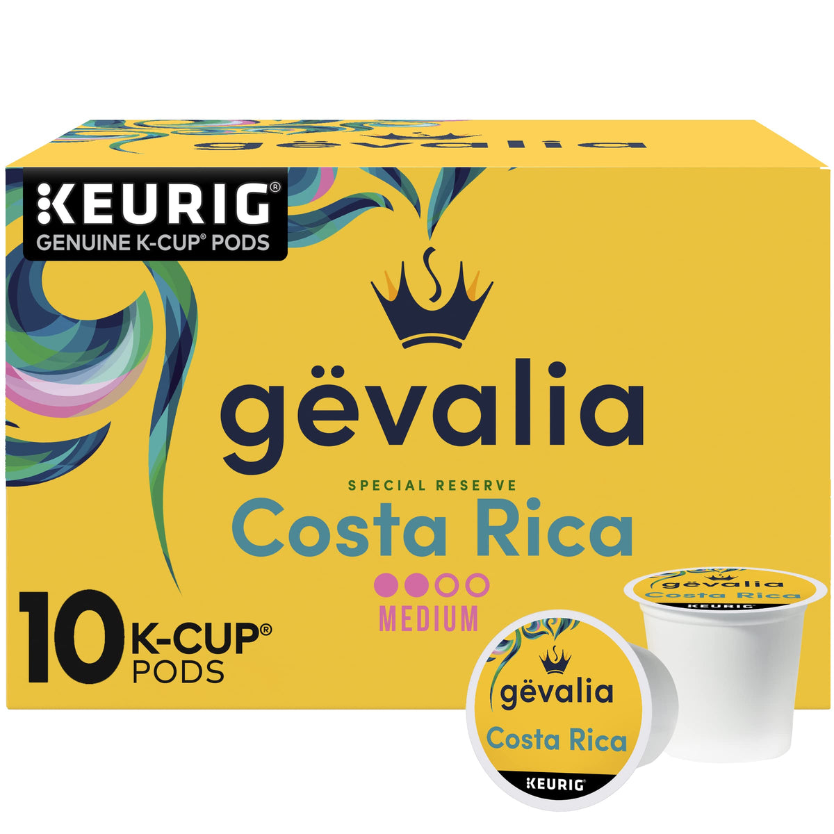 Gevalia Special Reserve Costa Rica K-Cup box with single-origin pods for rich aroma.