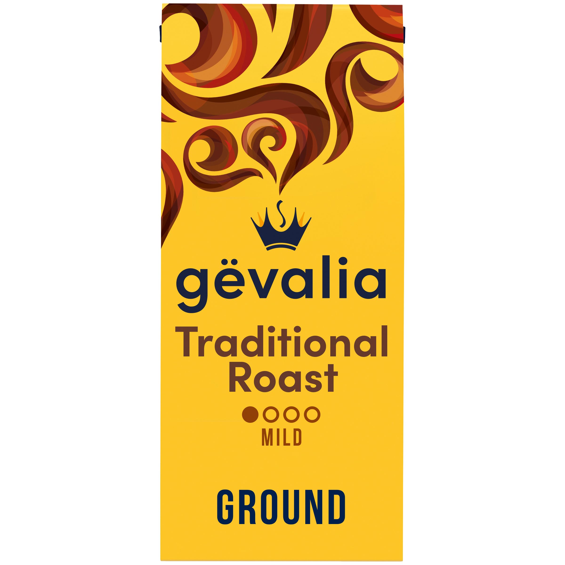 Gevalia Traditional Roast coffee bag 12 oz ready for daily brewing.