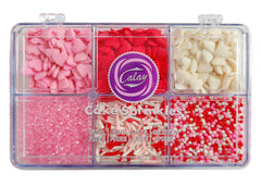 Gevog edible Valentines hearts sprinkles brighten cakes and cupcakes with festive color.