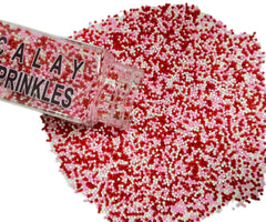 Close-up of Gevog sprinkles, colorful pearls add fun texture to desserts