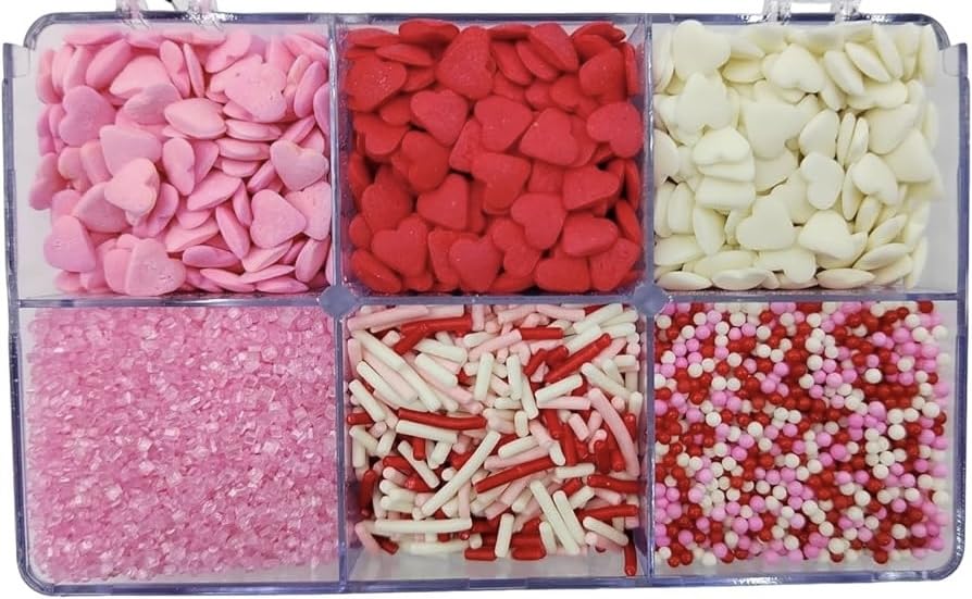 Gevog valentines sprinkles decorations pack adds cheerful detail to pastries.