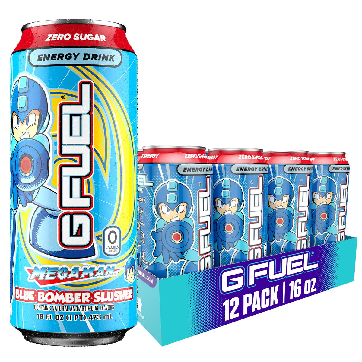 G Fuel Blue Bomber Slushee can boosts focus during gaming sessions.