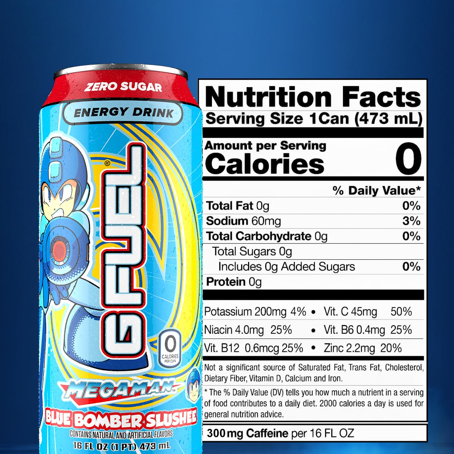 G Fuel Blue Bomber Slushee energy boost depicted in can art.