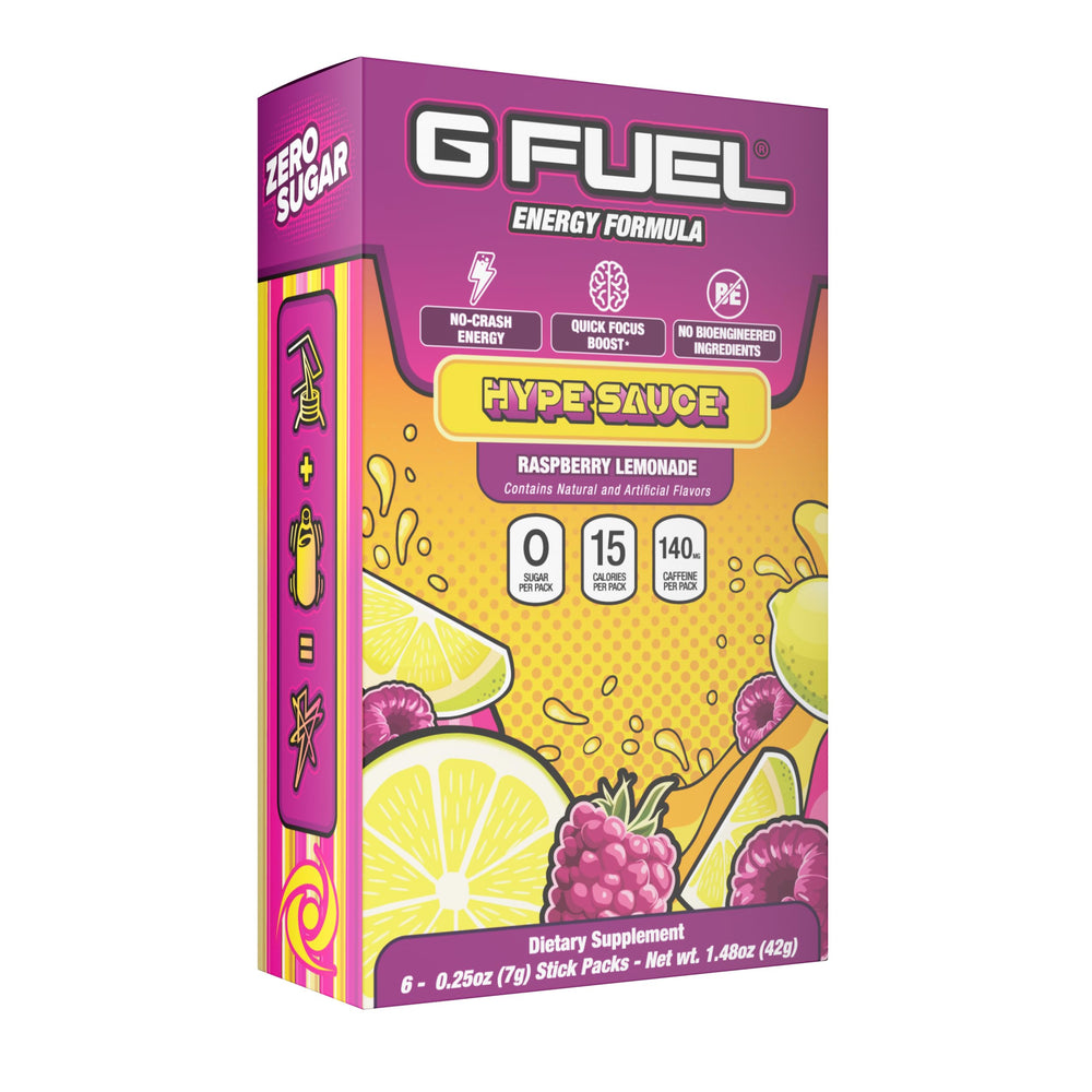 G Fuel Hype Sauce Raspberry Lemonade stick pack ready to mix for on-the-go energy