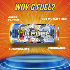 G Fuel Kamehameha close-up label emphasizes zero sugar and antioxidants