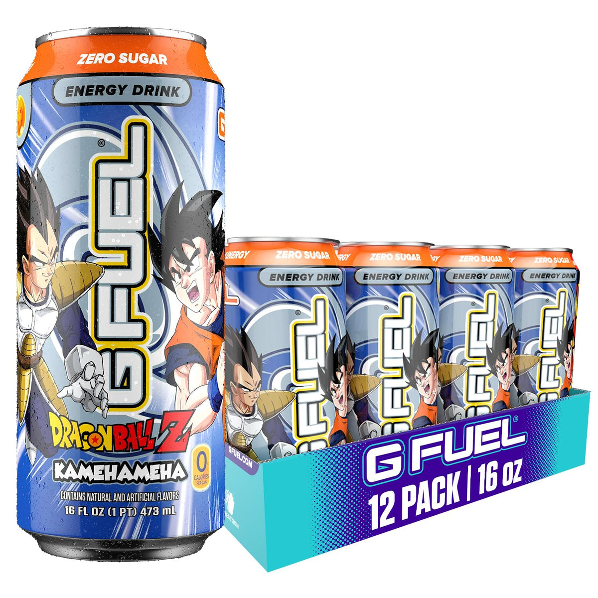 G Fuel Kamehameha front can shows sugar-free energy with strawberry lychee flavor for a refreshing boost