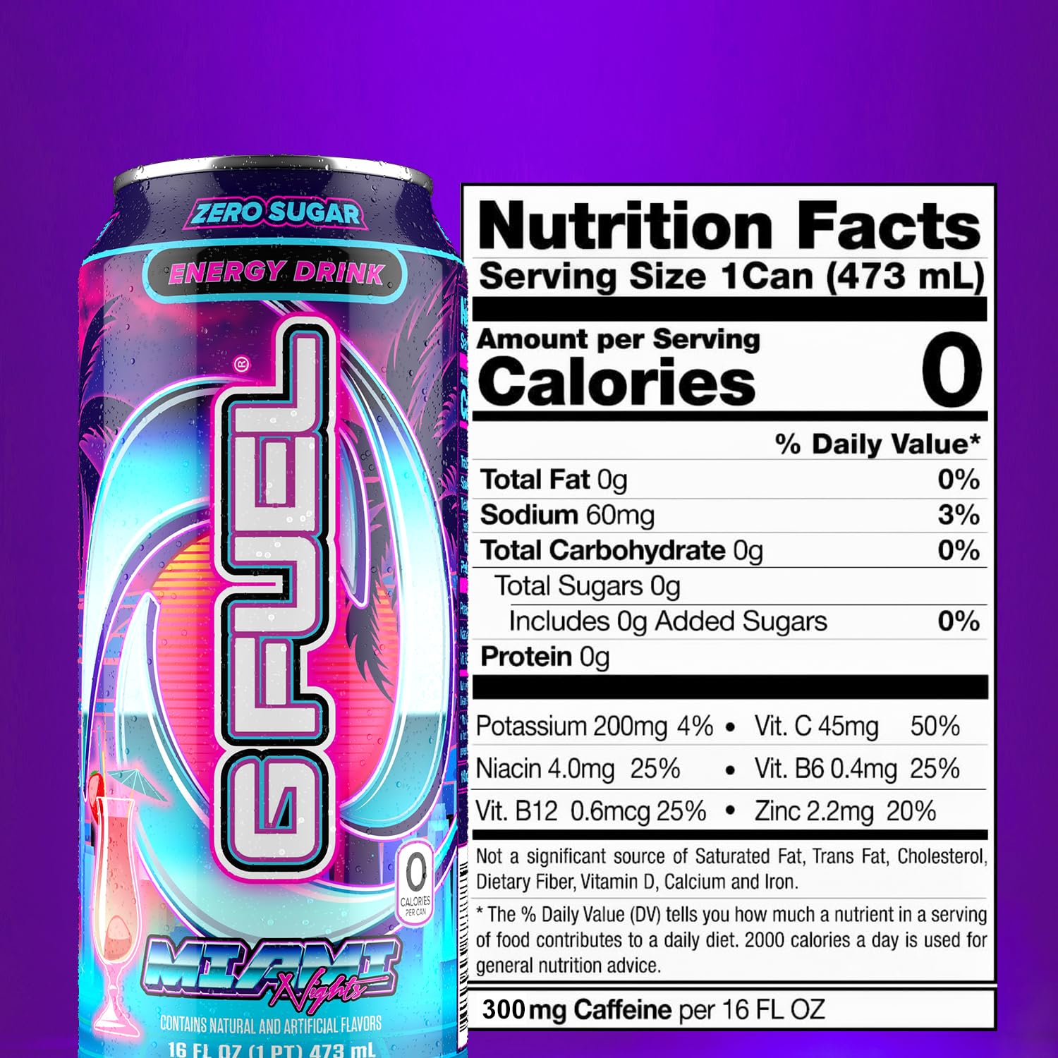 G Fuel Miami Nights 140 mg caffeine badge for alertness