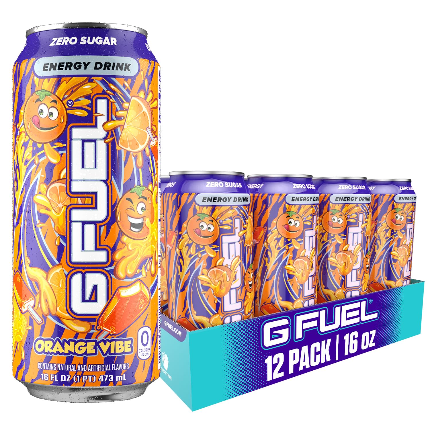 G Fuel Orange Vibe can angled view highlighting energy boost