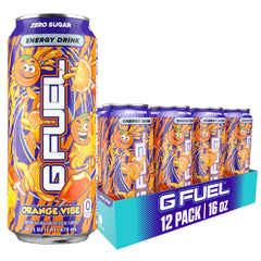 G Fuel Orange Vibe can angled view highlighting energy boost