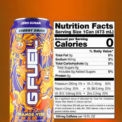 G Fuel Orange Vibe label close-up showing zero sugar formula