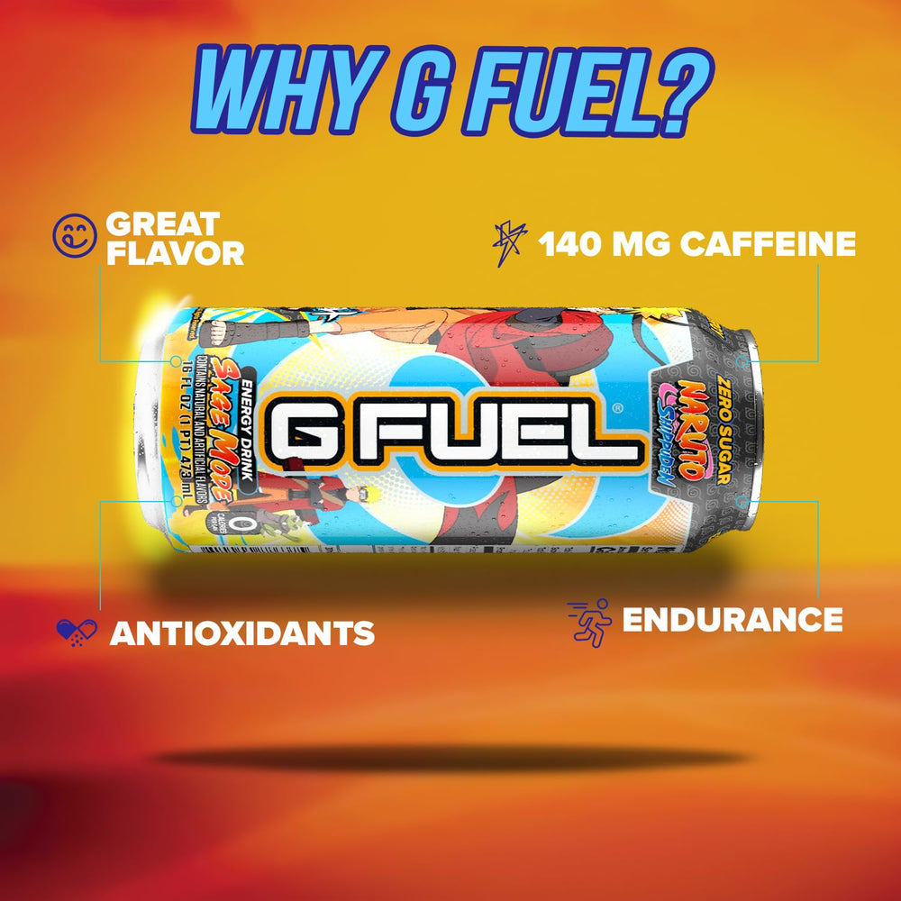 G Fuel Sage Mode Pomelo White Peach pouring into glass for refreshing energy.