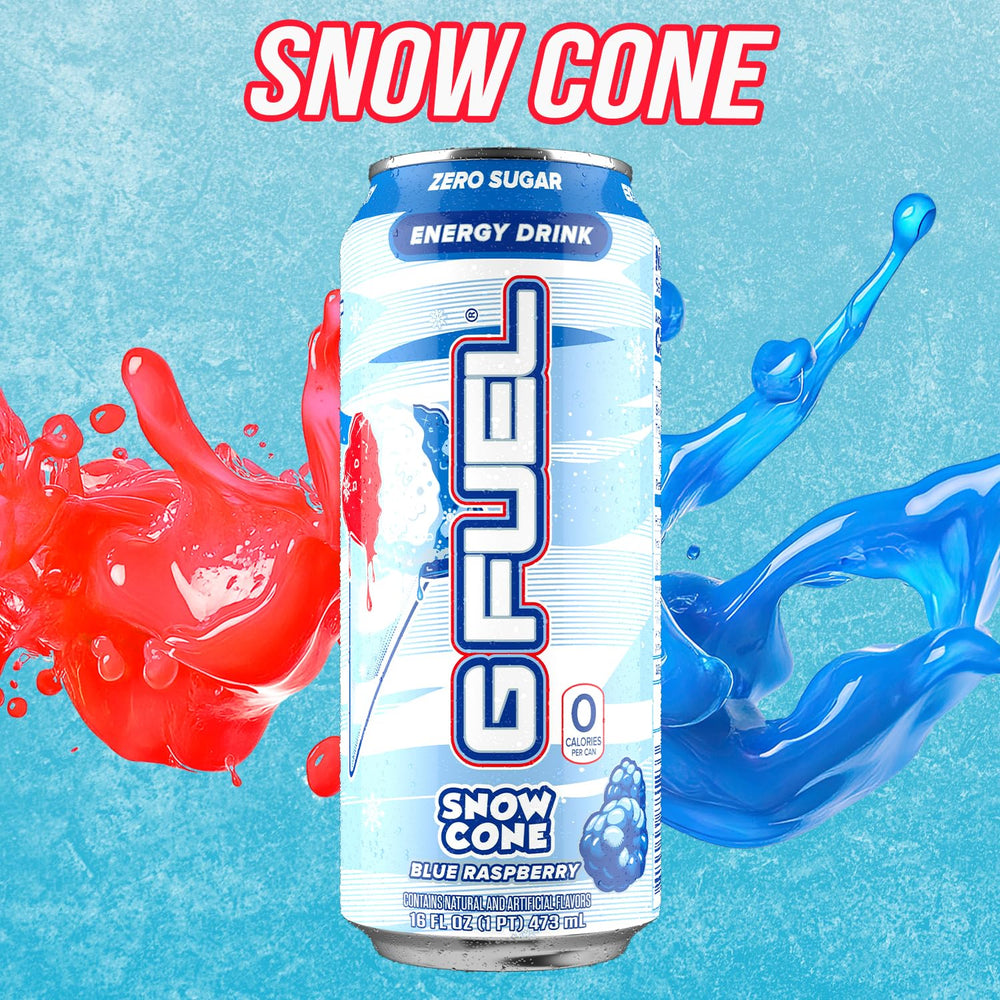 G Fuel Snow Cone fridge display suggesting quick refreshment during heat.