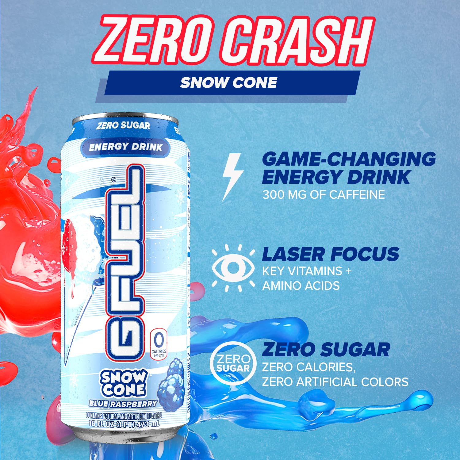 G Fuel Snow Cone packaging box highlights 12-pack convenience.