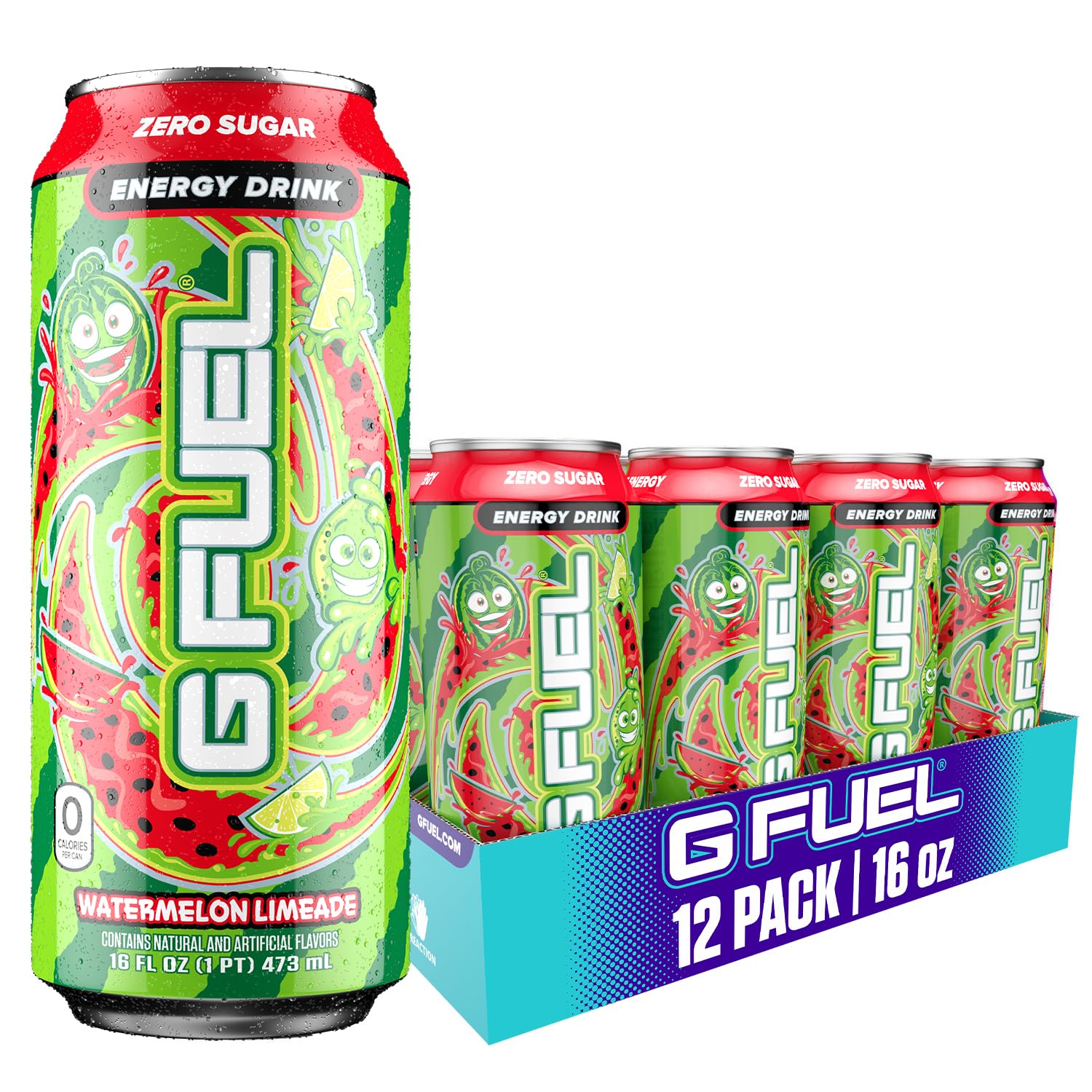 G Fuel Watermelon Limeade can front view shows energy-boosting flavor