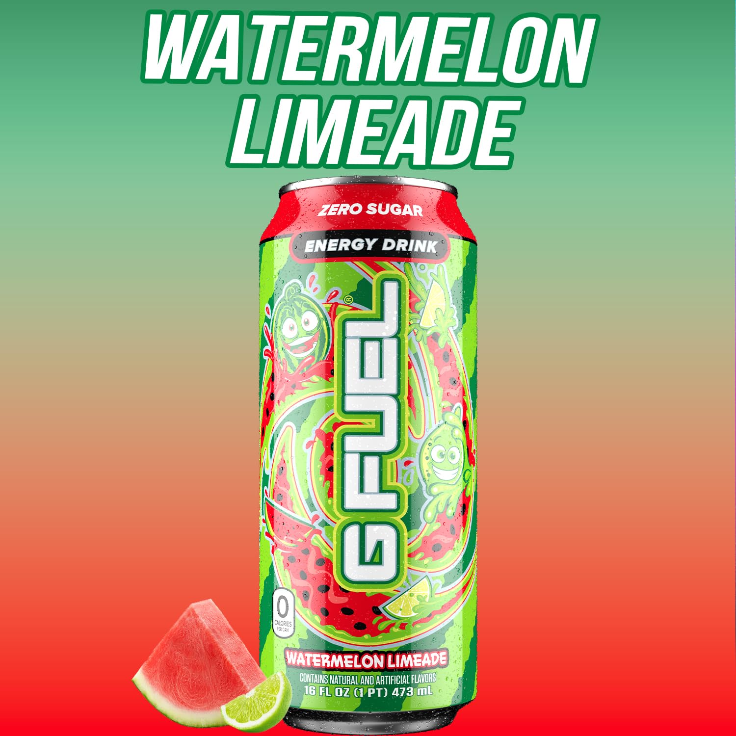 G Fuel Watermelon Limeade label detail emphasizes antioxidants and vitamins