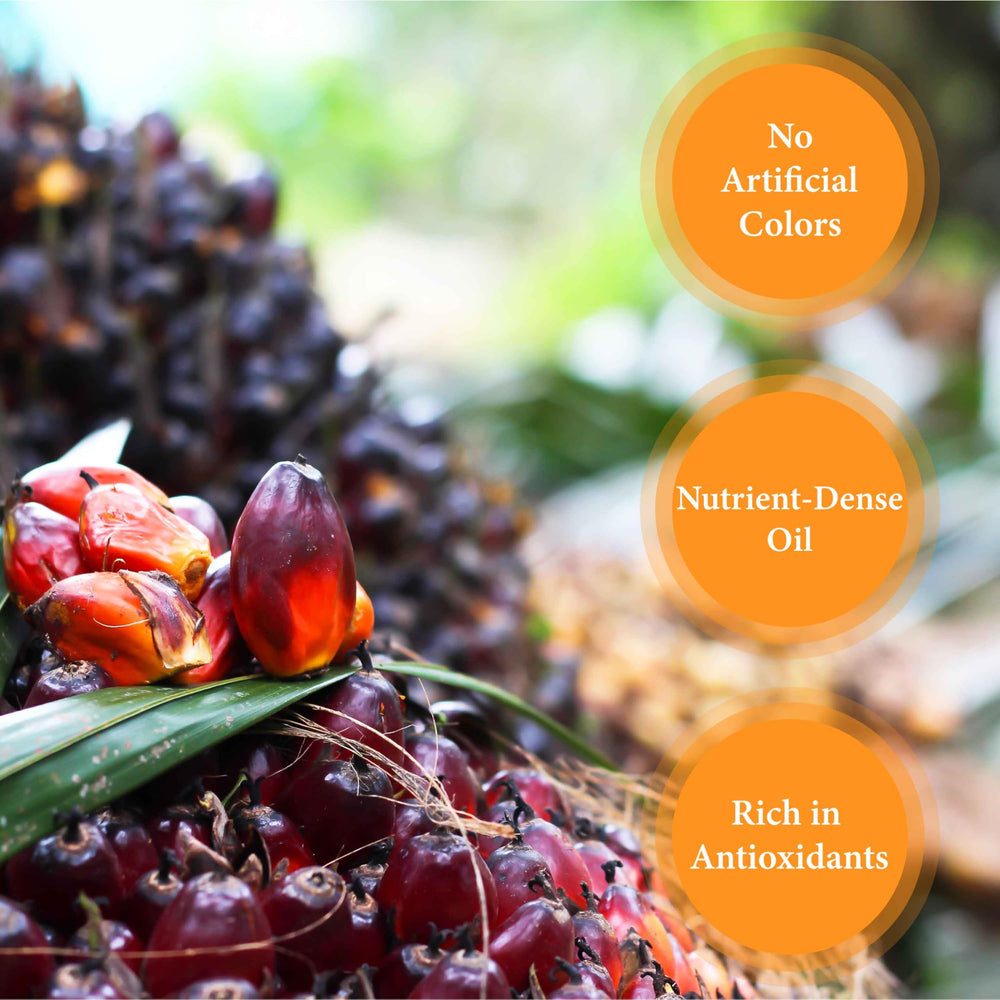 GHANA HERITAGE red palm oil sizzling in a pan enhances aroma and color.