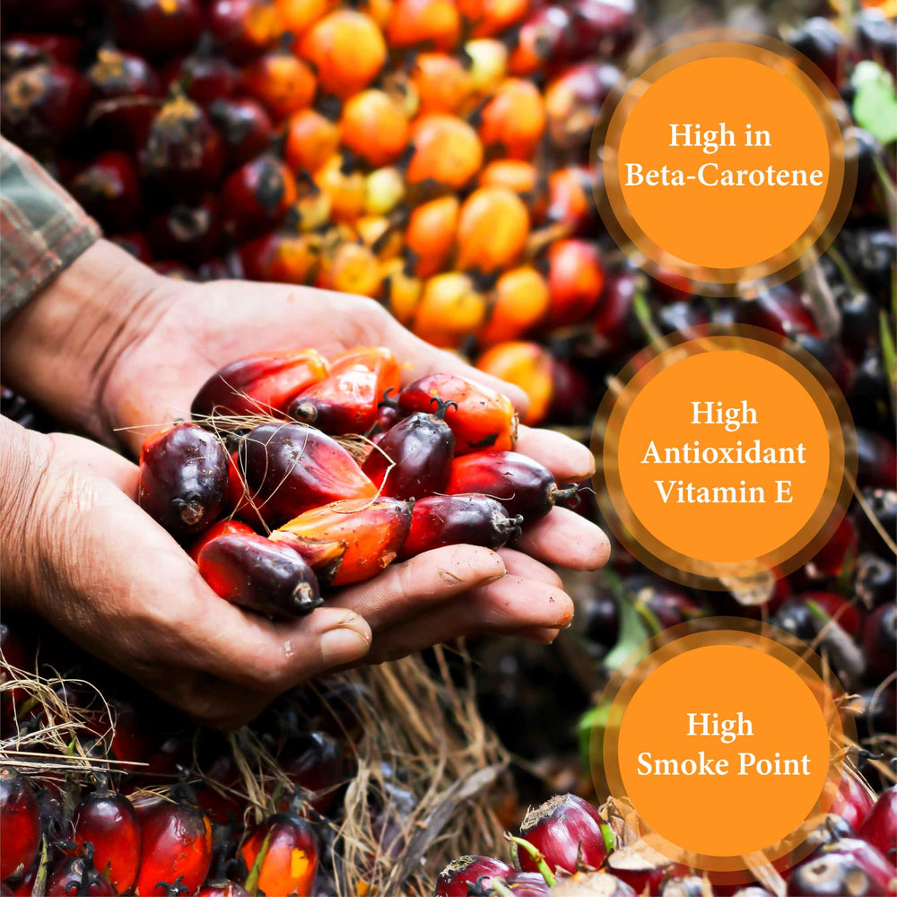 Ghana Heritage Red Palm Oil kitchen setting emphasizing versatile frying and sautéing.