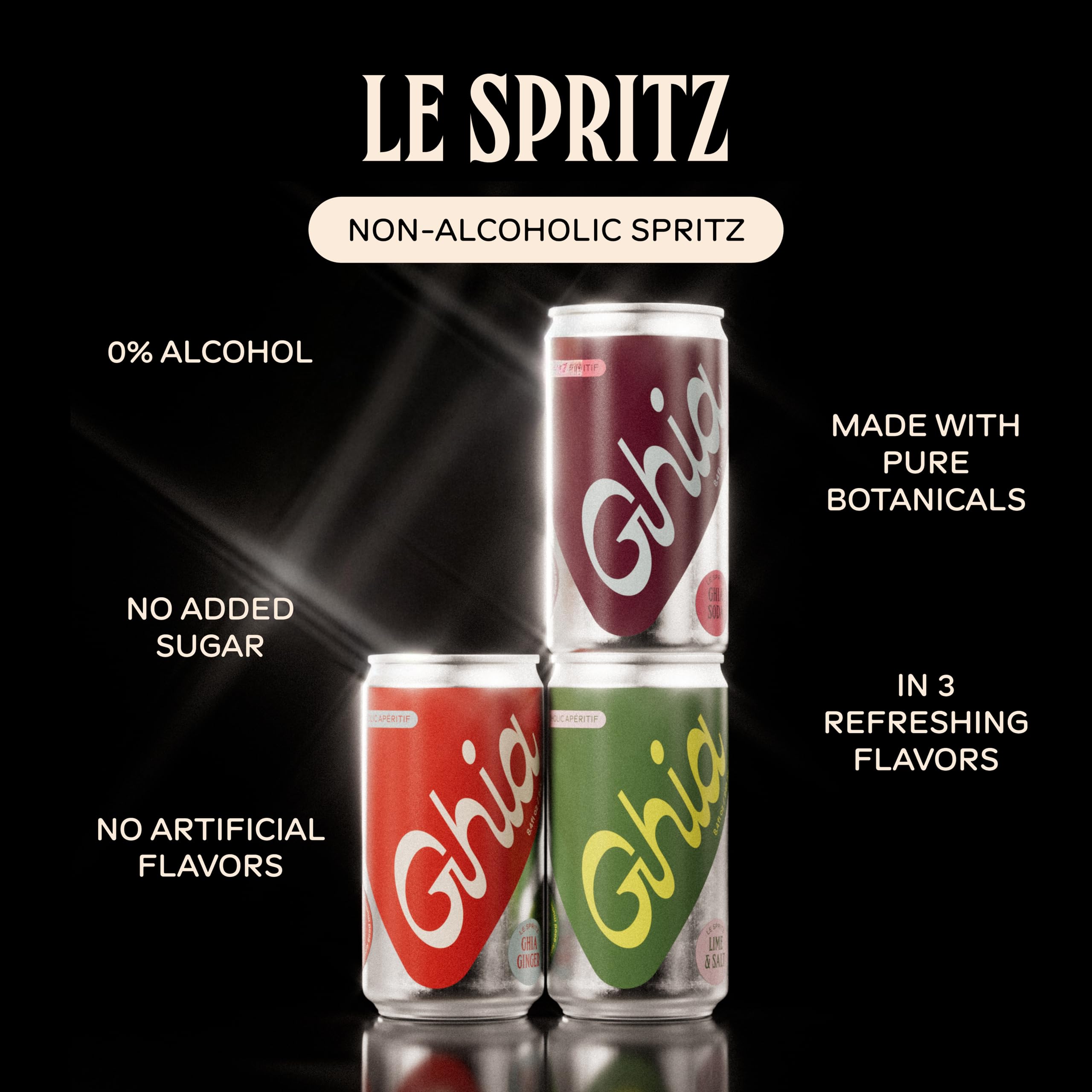 Ghia Le Spritz ginger bottle in glass with warm spice and clean finish.