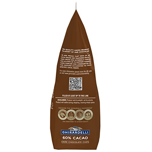 Quality and standard signage for Ghirardelli 60 percent cacao chocolate chips
