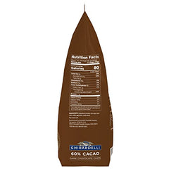 Closeup of Ghirardelli 60 percent cacao dark chocolate chips melting for even distribution