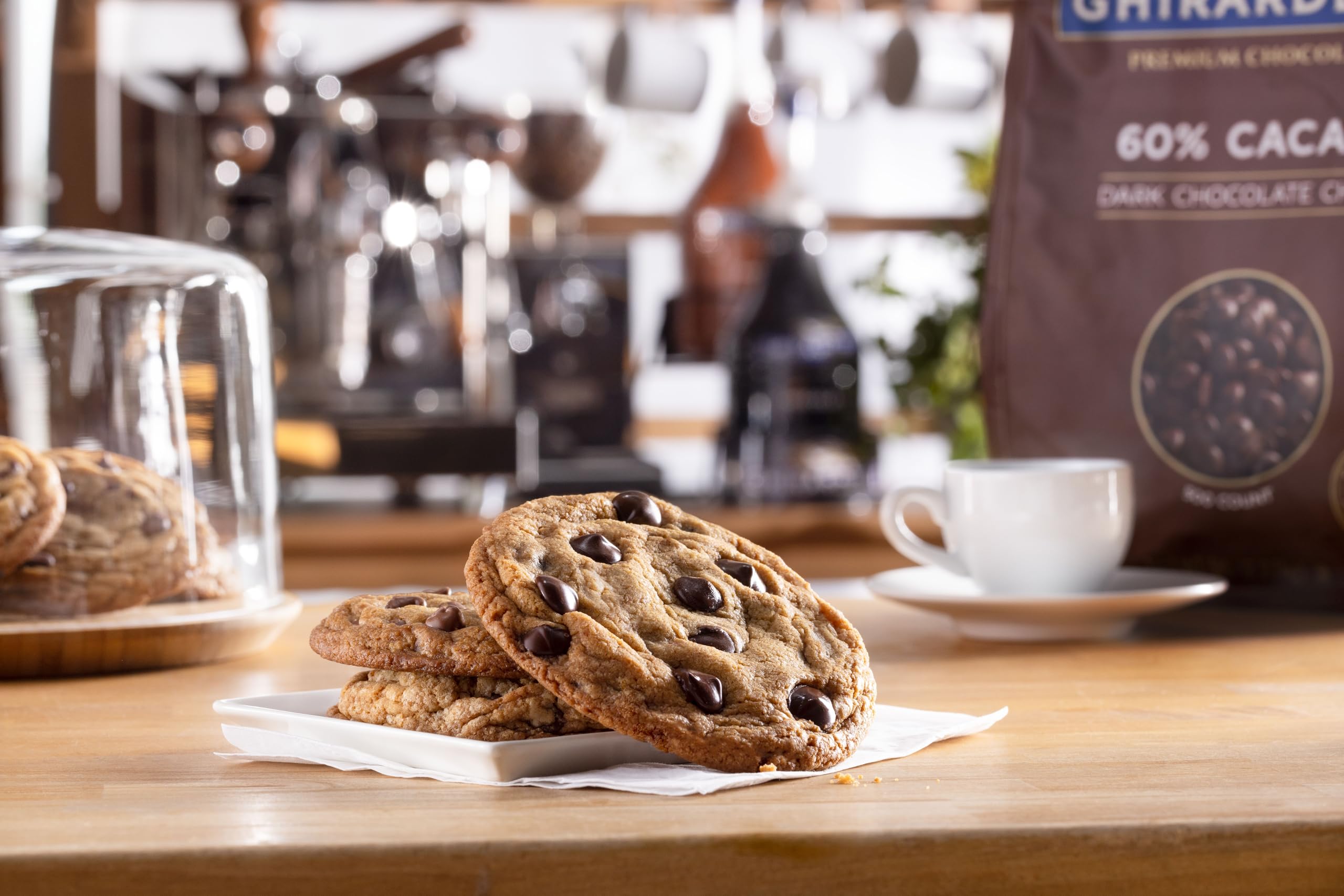 Enrobing and dipping with Ghirardelli 60 percent cacao dark chocolate chips