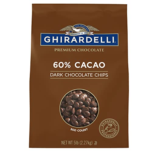 Ganache closeup with Ghirardelli 60 percent cacao dark chocolate chips