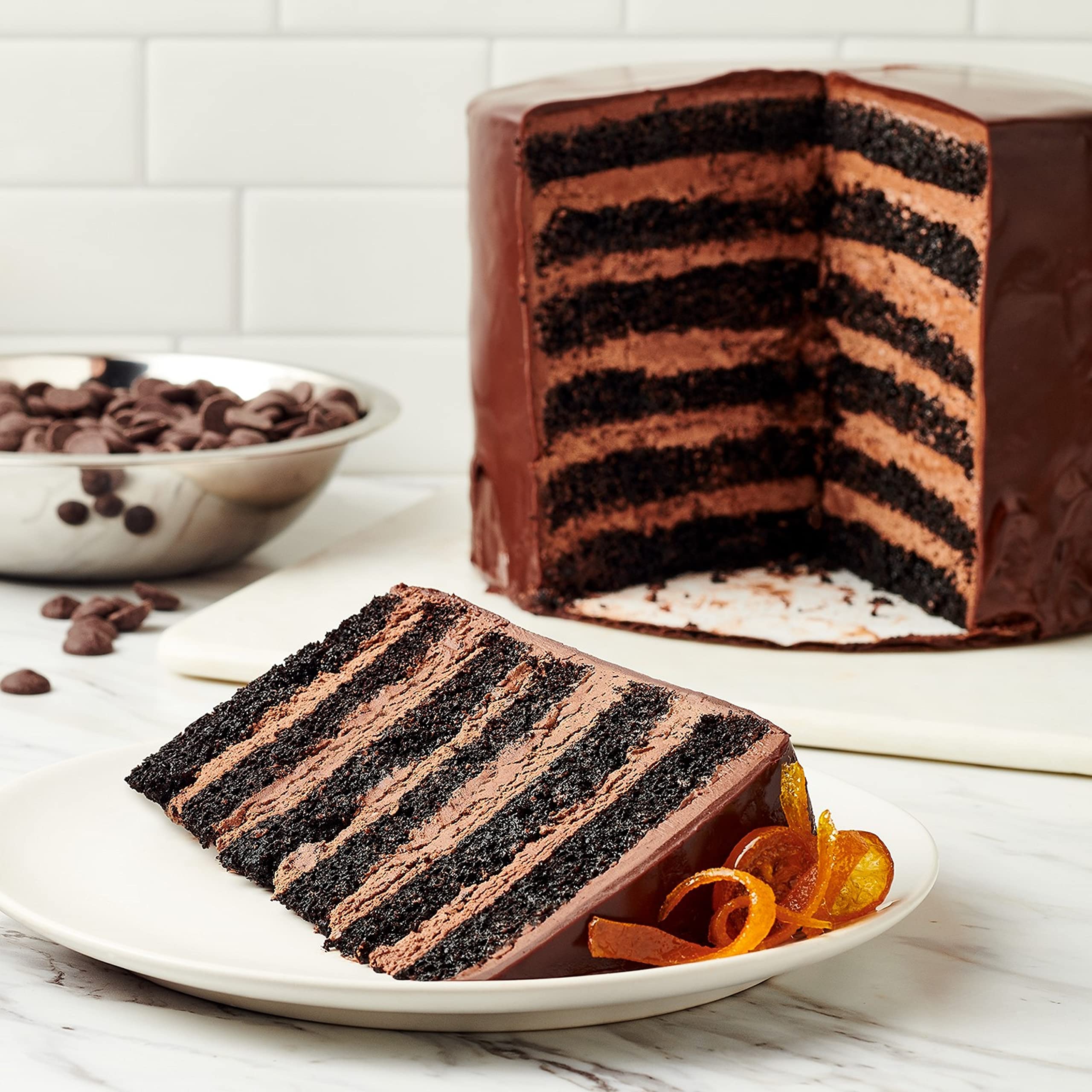 Glaze application using Ghirardelli 60 percent cacao dark chocolate chips