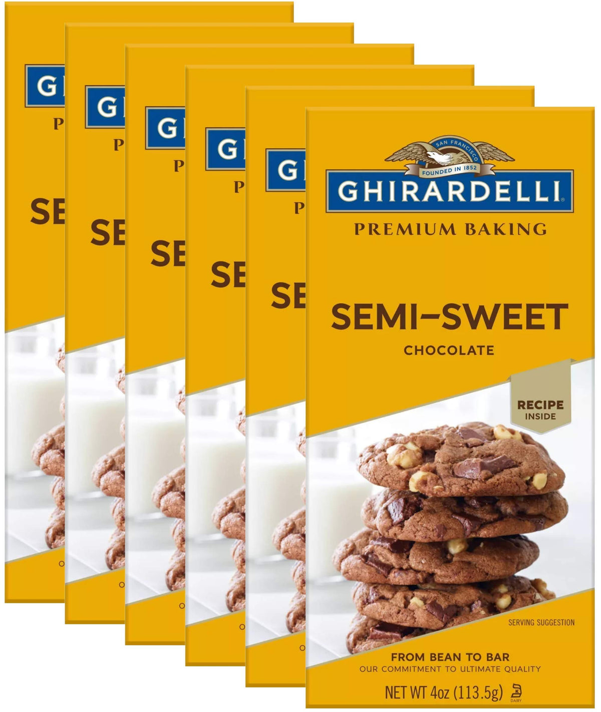 Ghirardelli baking bar semi-sweet 4oz six-pack ready for rich melting and baking