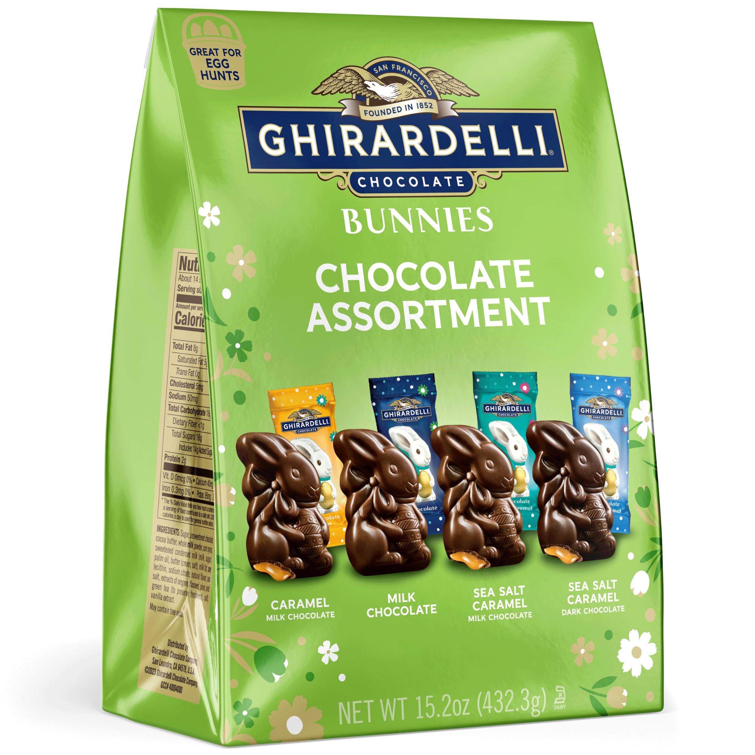 Ghirardelli Bunnies assortment bag with festive packaging, ideal for Easter gifting and sharing.