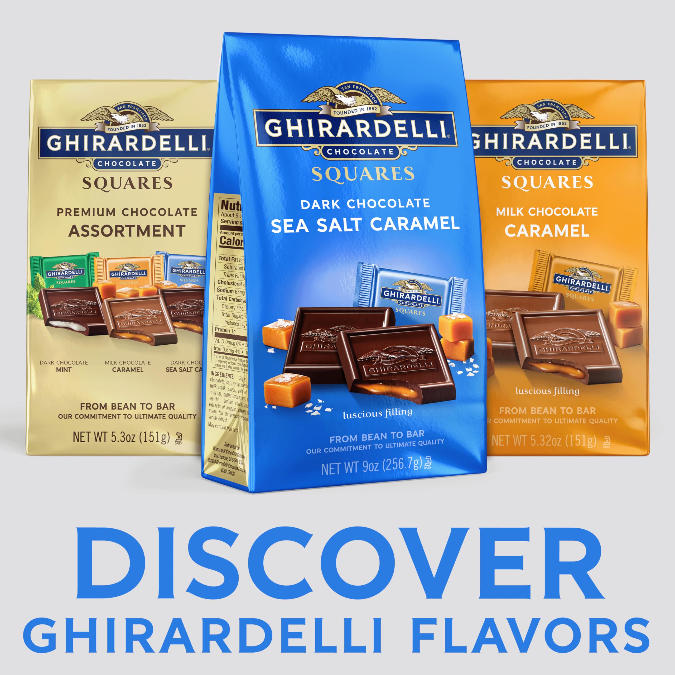 Ghirardelli caramel center detail, showcasing creamy filling.