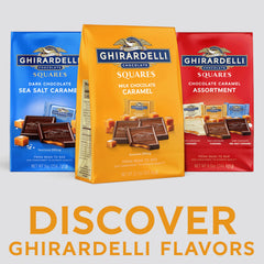 Ghirardelli caramel center detail shows smooth, glossy chocolate.