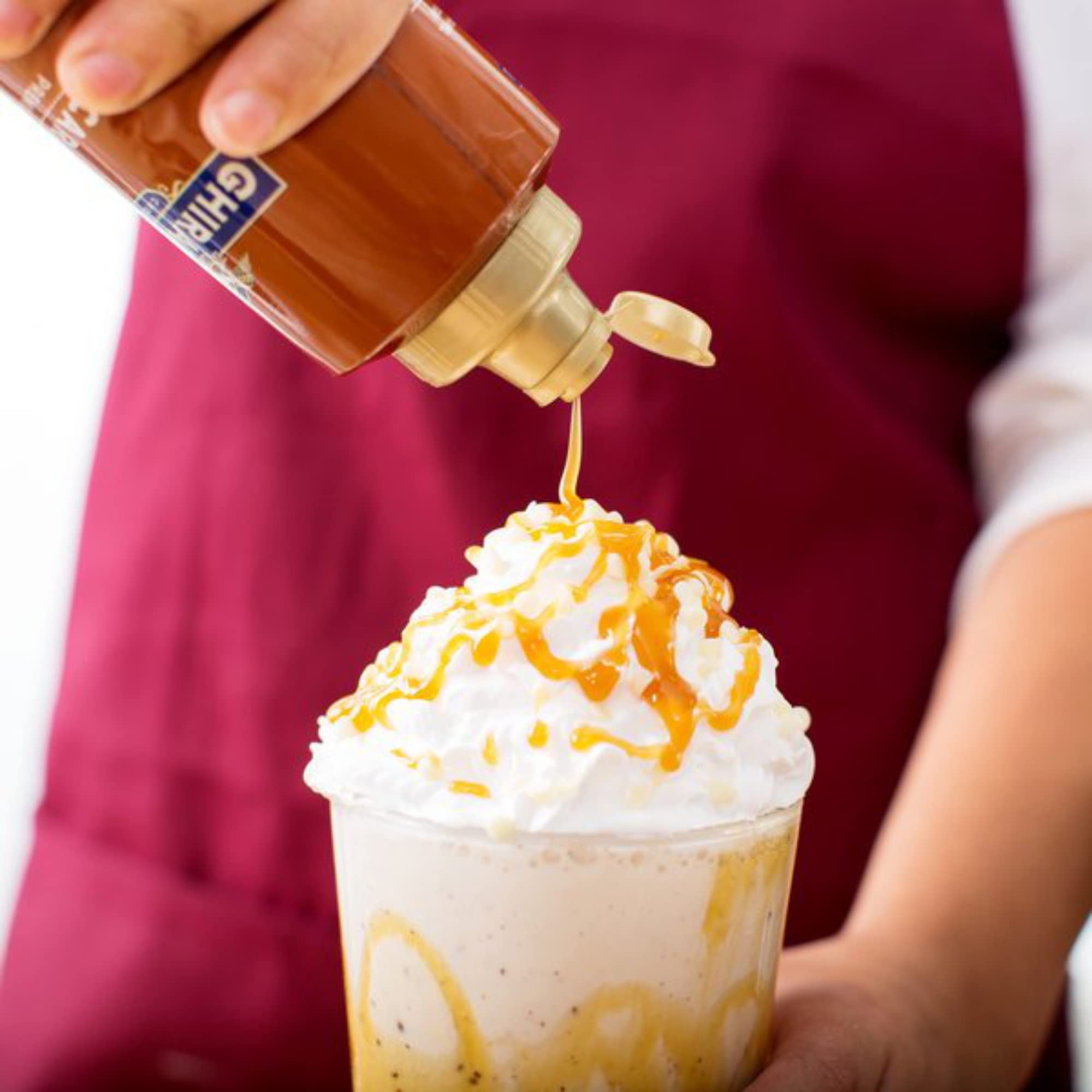 Ghirardelli caramel sauce espresso-drink mix invites barista-style flavor at home