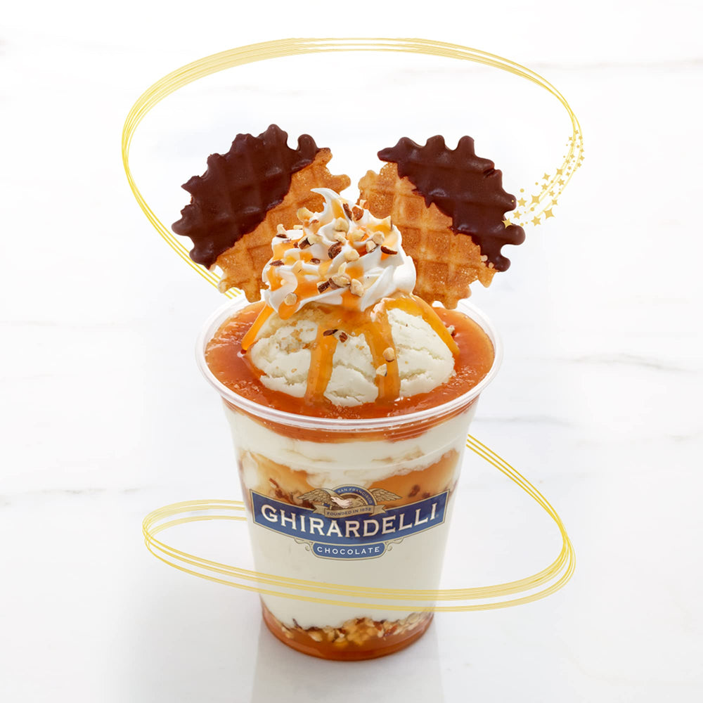 Ghirardelli caramel sauce ice cream topping adds luxurious drizzle for scoops