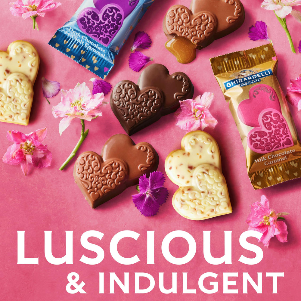 Individually wrapped hearts preserve freshness for sharing.