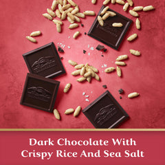 Ghirardelli Crispy Rice bite demonstrates balanced cocoa depth with crunchy texture for snack moments.