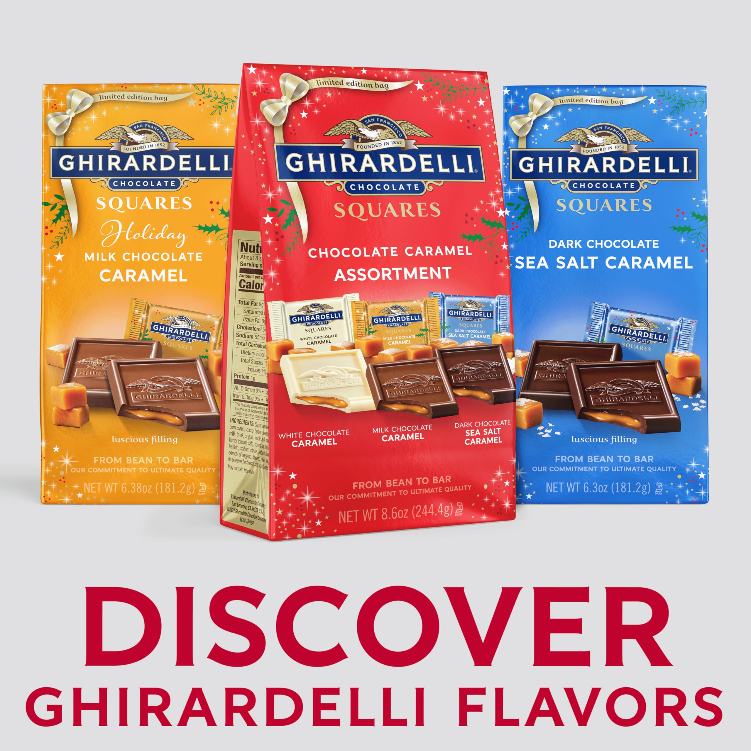 Ghirardelli Dark Chocolate Sea Salt Caramel Square bold finish