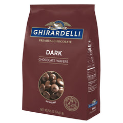 Ghirardelli dark chocolate wafers in a 5 lb bag for reliable professional use.