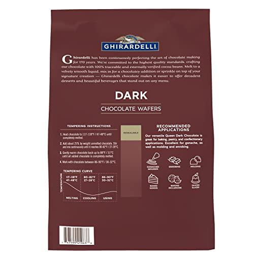 Ghirardelli dark chocolate wafers ideal for baking applications.