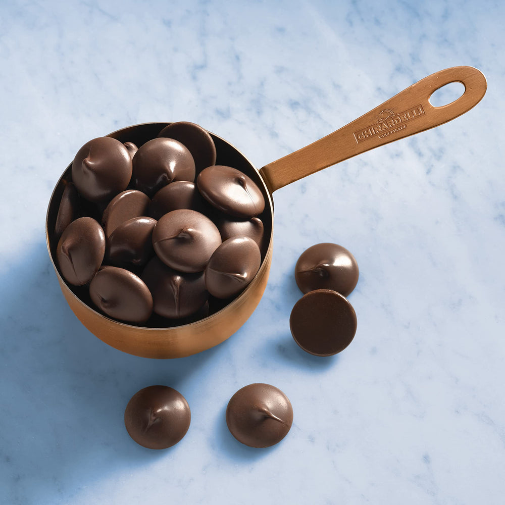 Ghirardelli wafers used to create mousse textures and fillings.