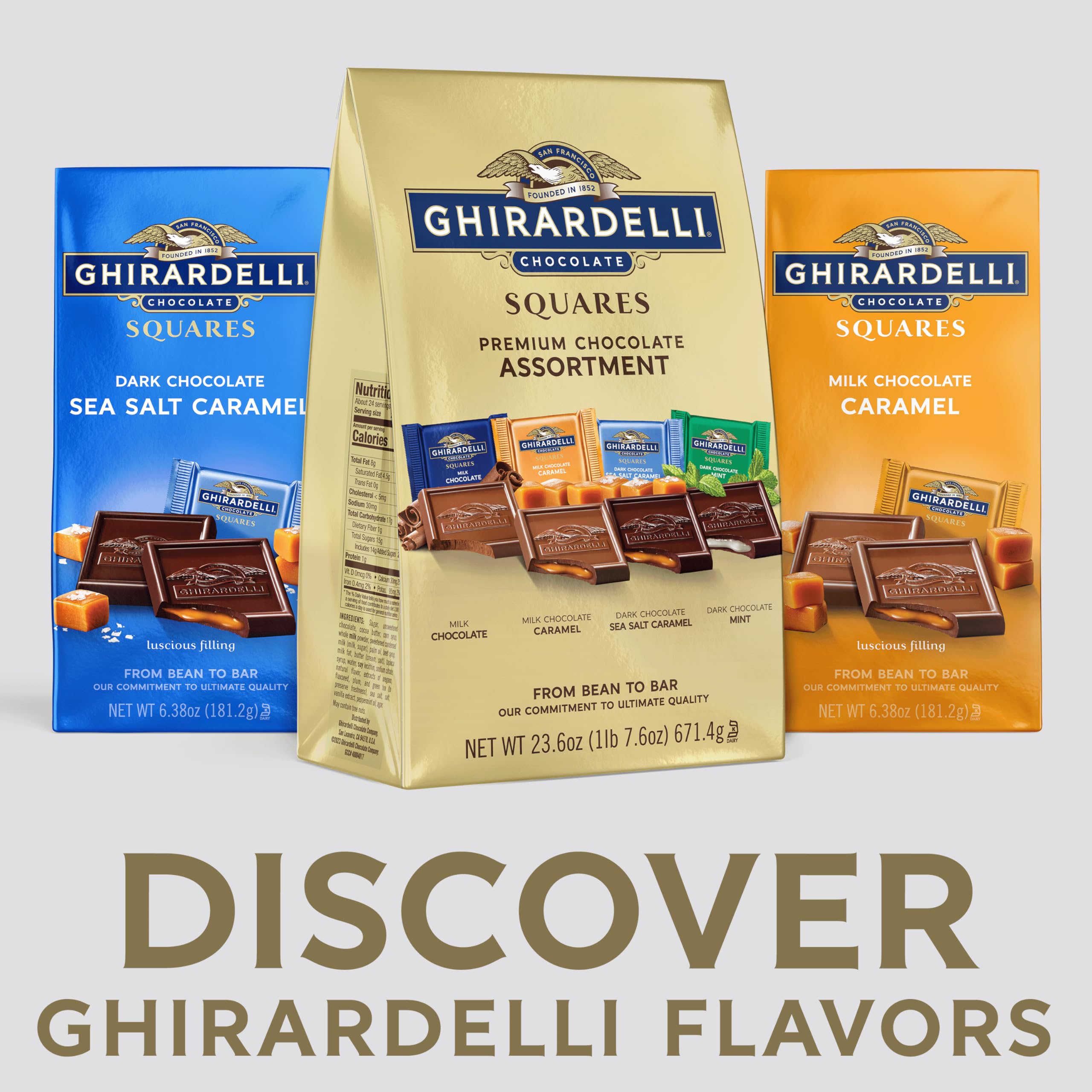 Ghirardelli Dark Mint Square highlights a refreshing mint contrast.