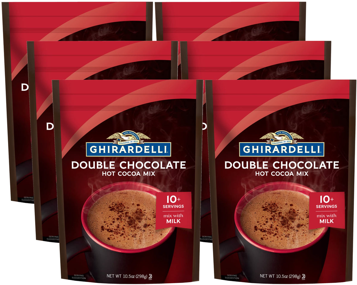 Ghirardelli Double Chocolate Hot Cocoa bags ready for cozy evenings