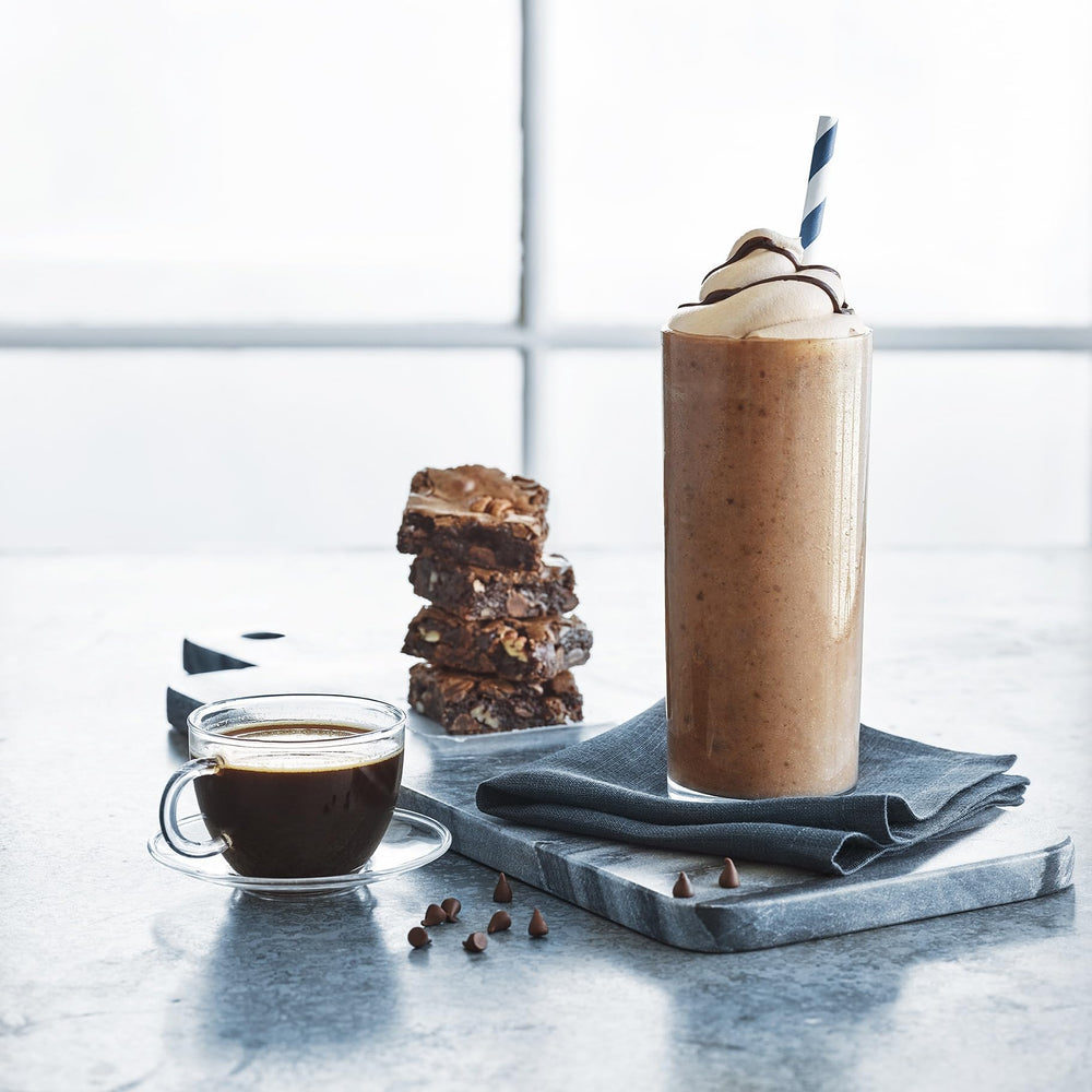 ghirardelli frappe glass ready swirled chocolate drink for cafe style treats.