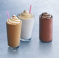 Ghirardelli Classic White Frappe Mix blended with liquids for a smooth, customizable cold drink.
