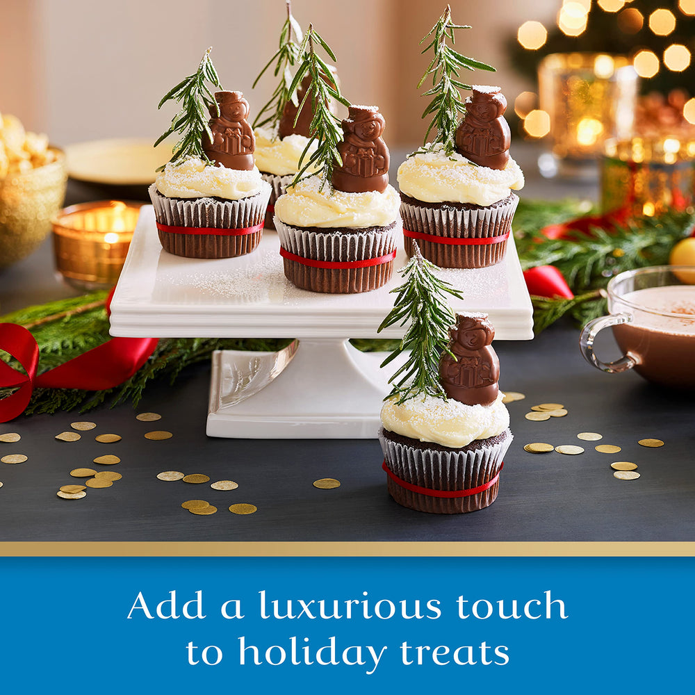 Ghirardelli holiday candy dish with snowmen centerpiece