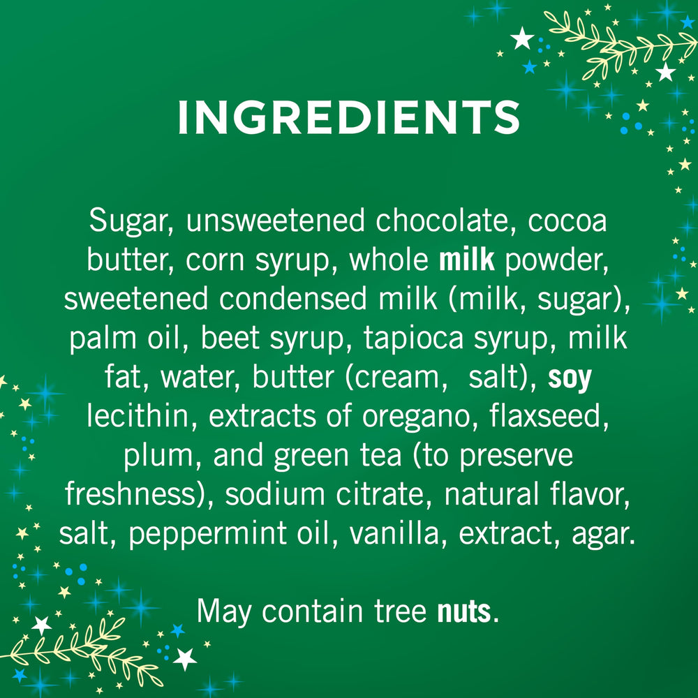 Ghirardelli dark chocolate mint SQUARES close-up, refreshing finish for celebrations.