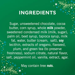 Ghirardelli dark chocolate mint SQUARES close-up, refreshing finish for celebrations.