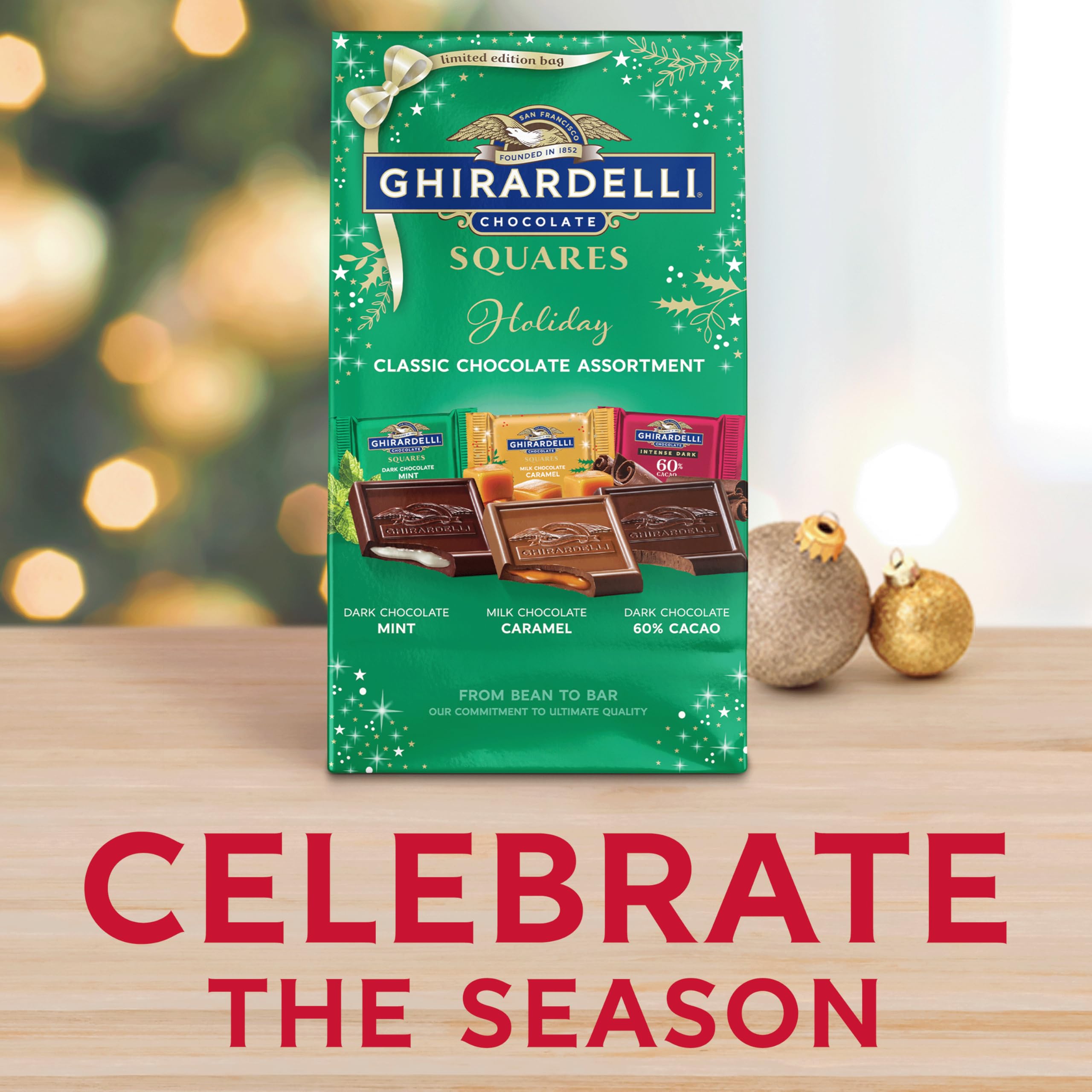Ghirardelli premium ingredients seal on pack, perfect for gifting and entertaining.
