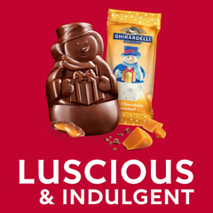 Holiday gift basket display with Ghirardelli Snowmen boosts festive gifting.