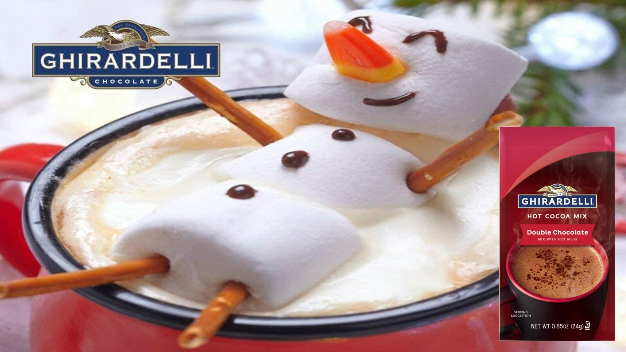 Cozy mug by the fire enhances relaxing evenings with Ghirardelli cocoa.