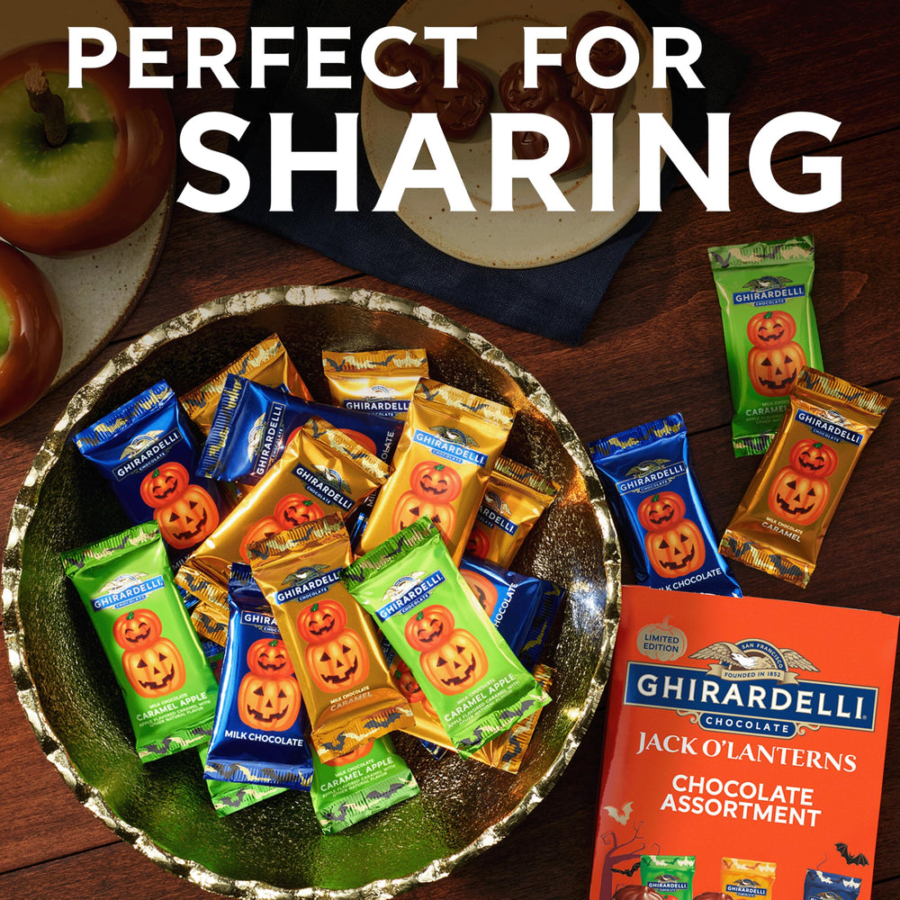 Individually wrapped Ghirardelli chocolates stay fresh for sharing.